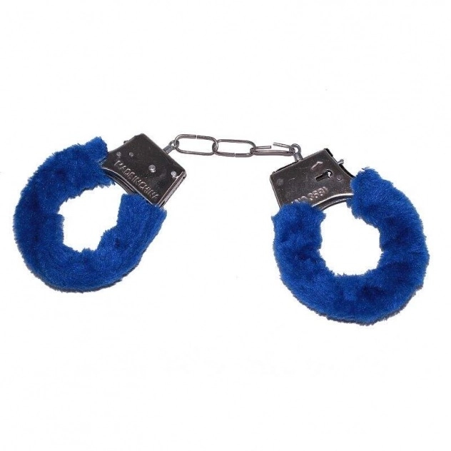 Algema de Metal com Pelúcia Azul Importada