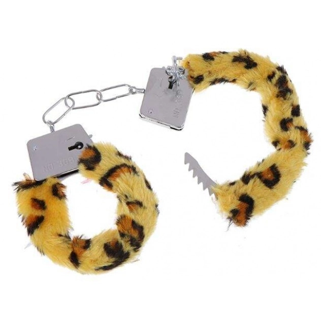 Algema de Metal com Pelúcia Onça Importada Algema de Metal com Pelúcia Onça Importada