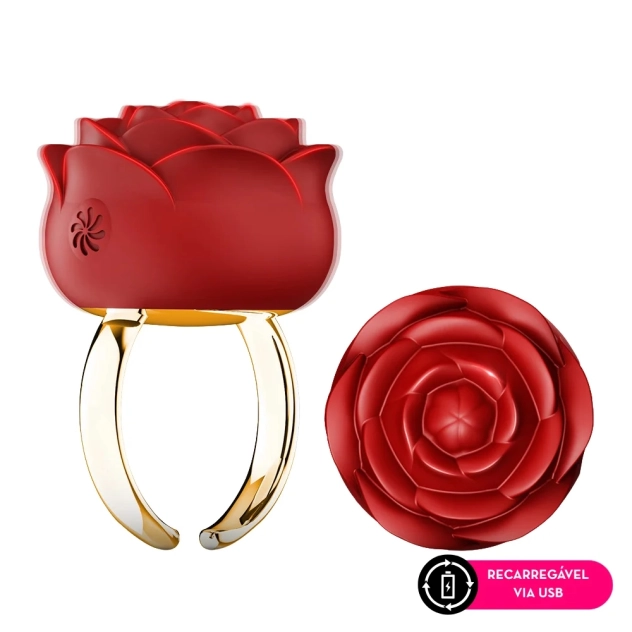 Anel Vibrador em Formato de Rosa com 10 Modos de Vibração