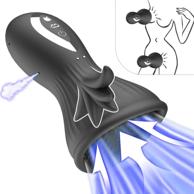 Bomba feminina de sucção com estimulador de língua e copo de vácuo em silicone - sugador vaginal