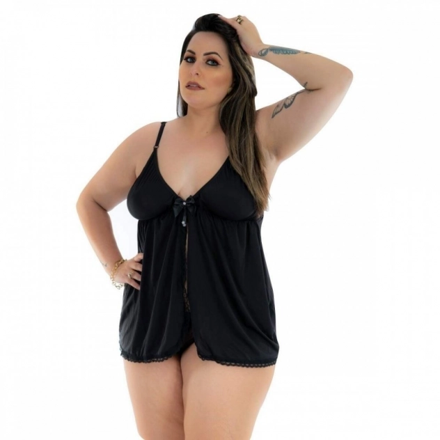 Camisola Dantele Aberta Plus Size