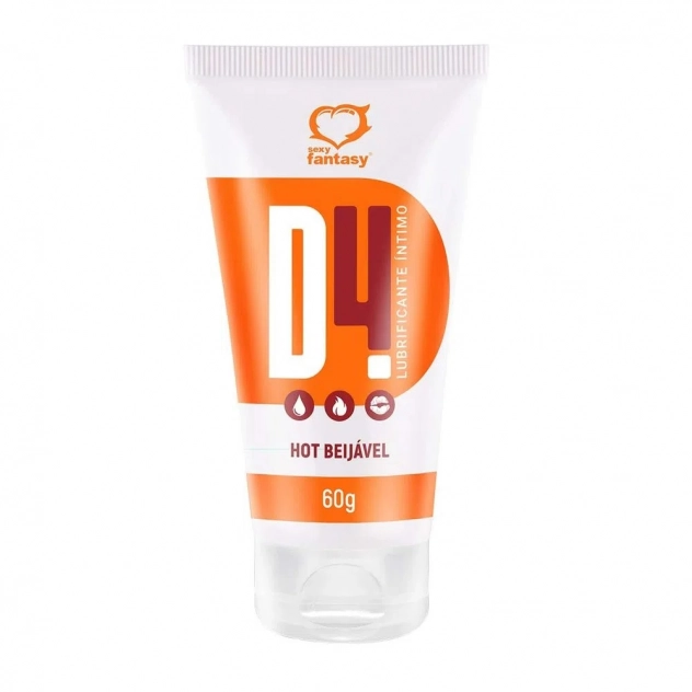 D4 Lubrificante Íntimo Hot Beijável 60 G Sabor Laranja Sexy Fantasy