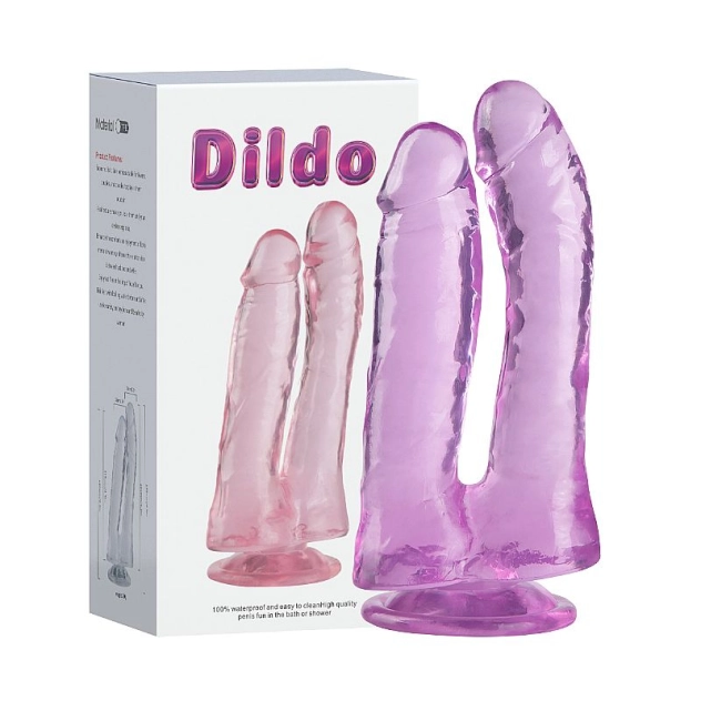 Dildo Duplo Realístico Transparente 17,3 x 3,5 cm | Penetração Dupla Flexível | Material Translúcido | SI Transparente