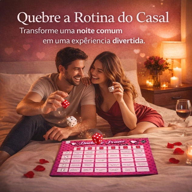Jogo Duelo do Prazer Picante tabuleiro com dados e desafios para casal