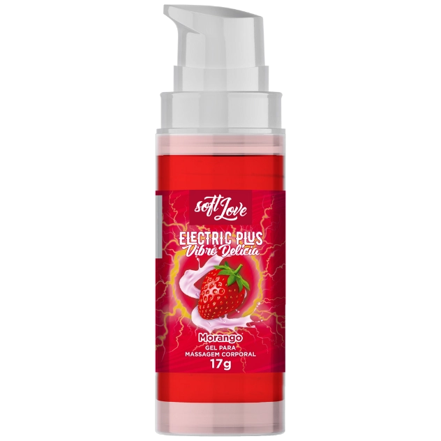 Eletric Plus Vibro Vibrador e Lubrificante Líquido Delicioso Sabor Morango 17g Soft Love