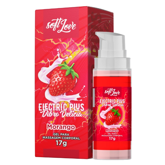 Eletric Plus Vibro Vibrador e Lubrificante Líquido Delicioso Sabor Morango 17g Soft Love