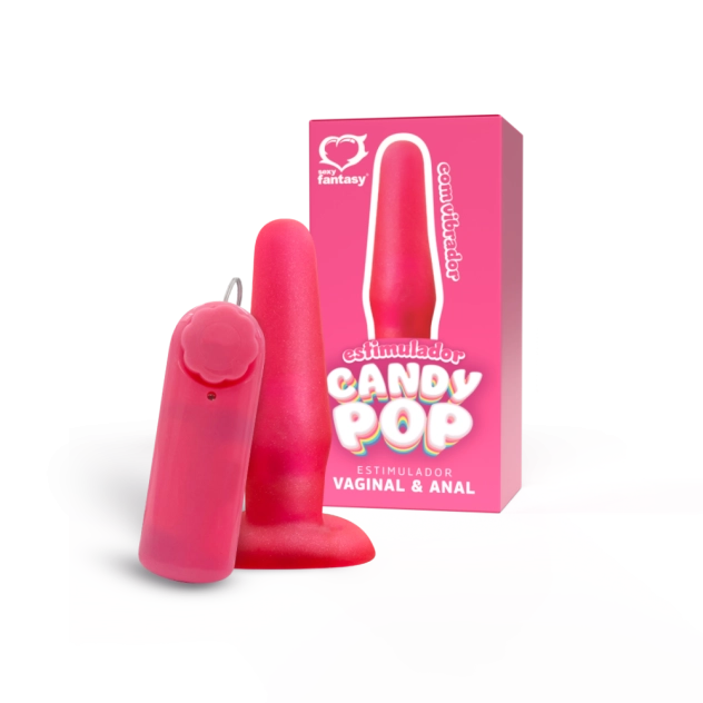 Estimulador Candy Pop Plug com Vibro Bullet 12,5x3,3cm | Vibração Interna | Formato Compacto e Maciço | Sexy Fantasy