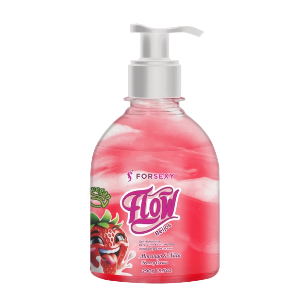 FLOW Gel Hidratante para Virilha 290 g Morango & Nata For Sexy