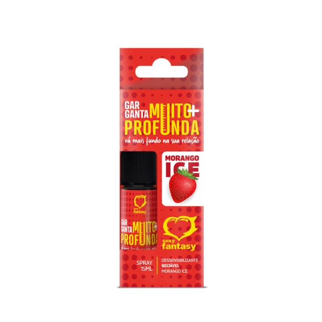 Garganta Muito + Profunda Spray Dessensibilizante Beijável Morango Ice 15ml - Sexy Fantasy Garganta Muito + Profunda Spray Dessensibilizante Beijável Morango Ice 15ml - Sexy Fantasy
