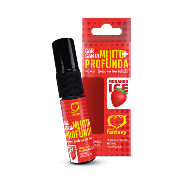 Garganta Muito + Profunda Spray Dessensibilizante Beijável Morango Ice 15ml - Sexy Fantasy