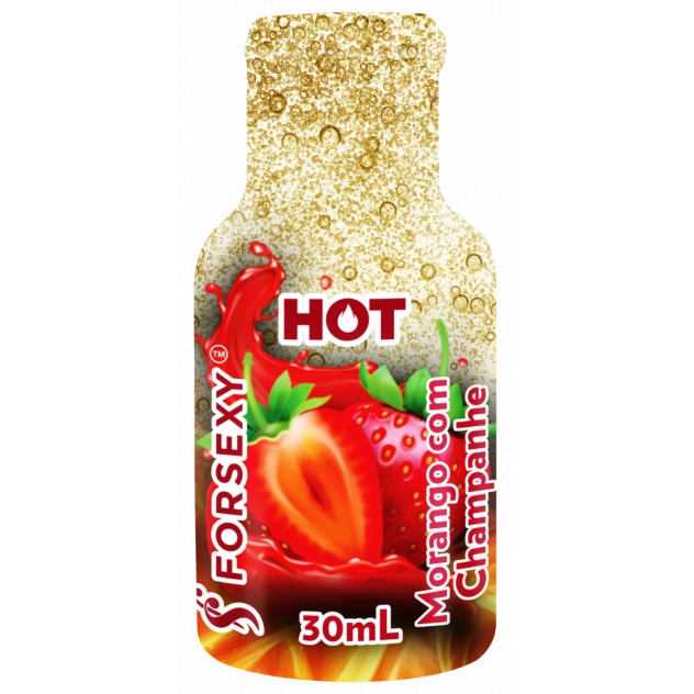 Gel Hot Comestível Sabor Morango com Champanhe 30 ml For Sexy 