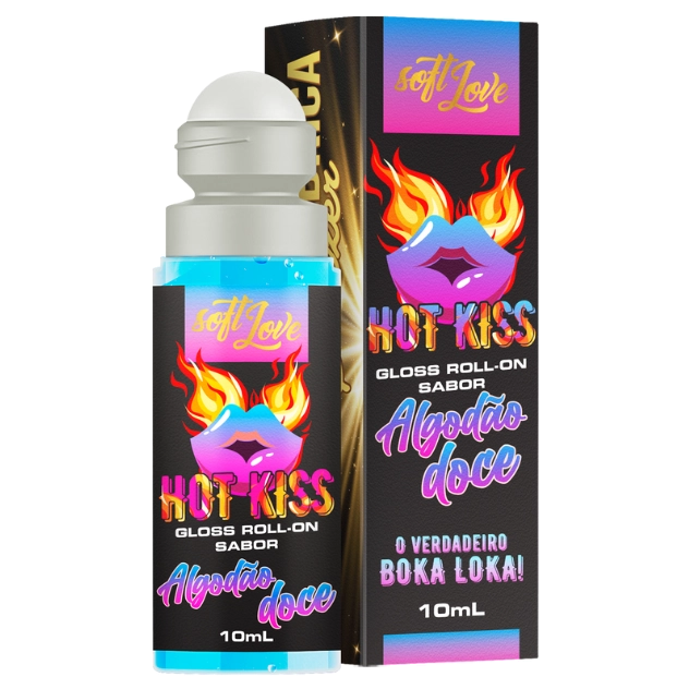 Gloss Labial Roll-on Algodão Doce Hot Kiss Beijável Esquenta Electriza 10ml Soft Love
