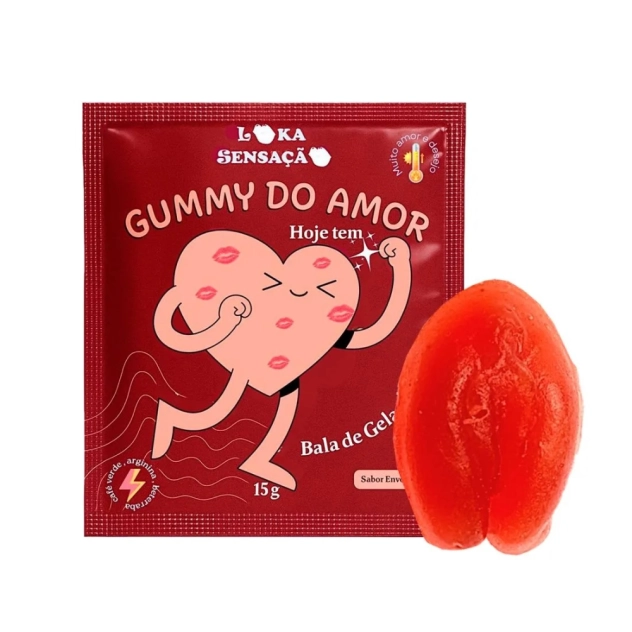 Gummy do Amor Hoje Tem Bala de Gelatina Energética Feminino 15g Loka Sensação Gummy do Amor Hoje Tem Bala de Gelatina Energética Feminino 15g Loka Sensação