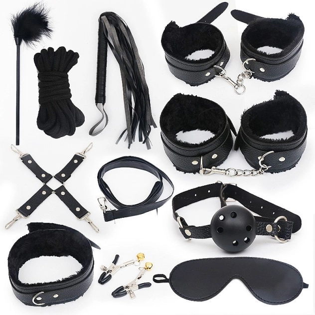 Kit Bandage Completo com 11 Produtos BDSM Cor:Preto