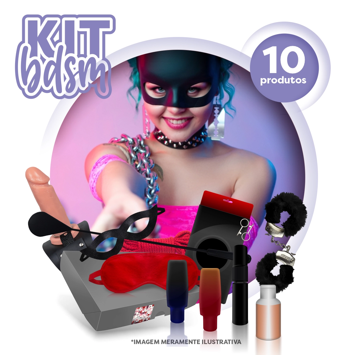 Kit BDSM 10 Itens Algema Venda Kit Bondage Completo