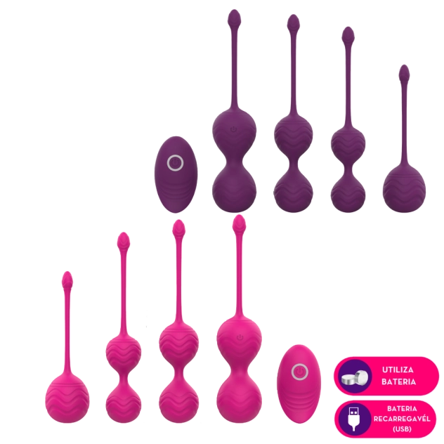 Kit de Pompoarismo com Cápsula Vibratória e Controle Remoto 46g 60g 71g 106g