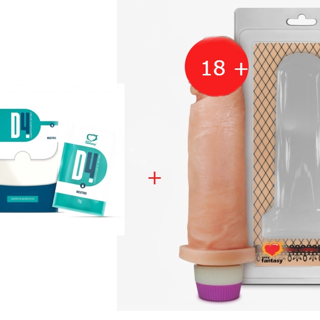 Kit Lubrificante + Penis de Borracha com Vibro Interno 15,3 x 4,5 cm