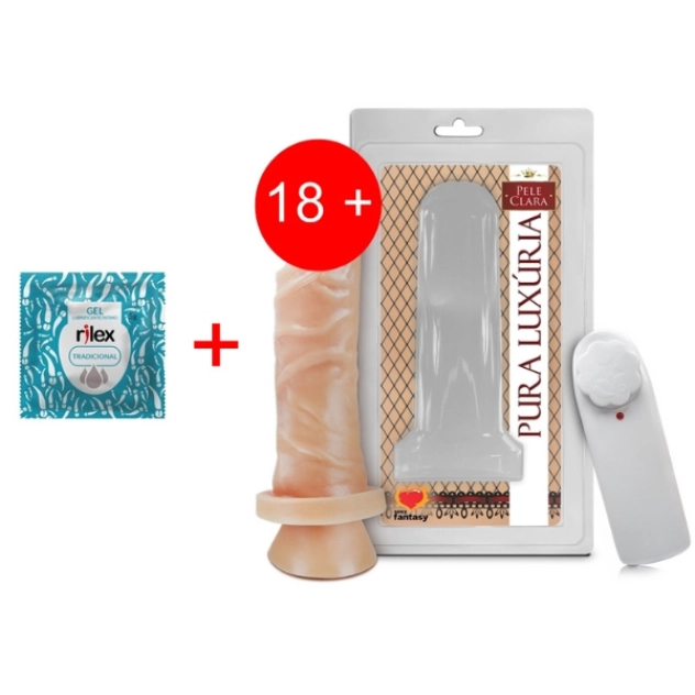 Kit Lubrificante + Vibrador Pênis de Borracha com Ventosa 15,3 x 4 cm