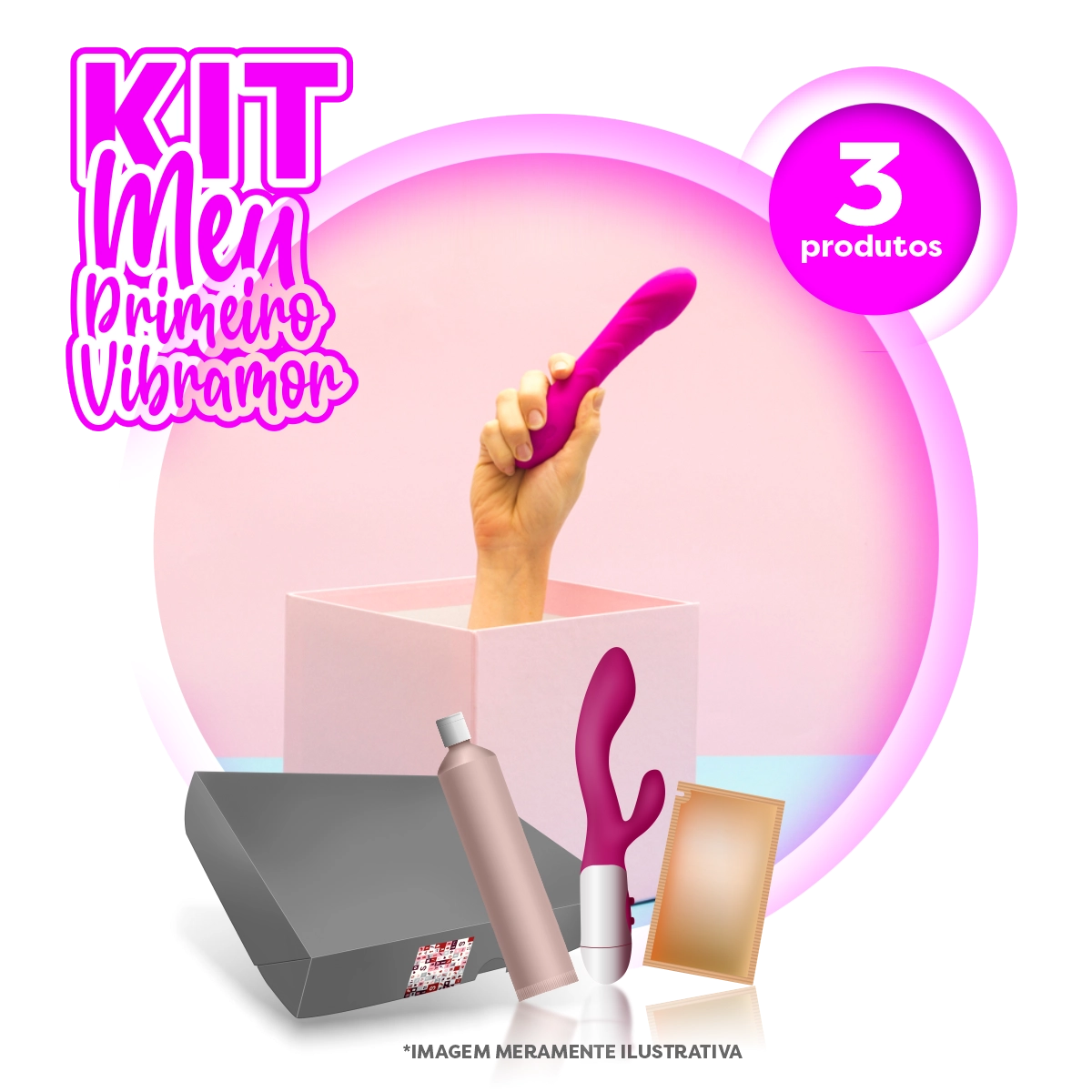 Kit Meu Primeiro Vibrador com + 2 Itens Plus