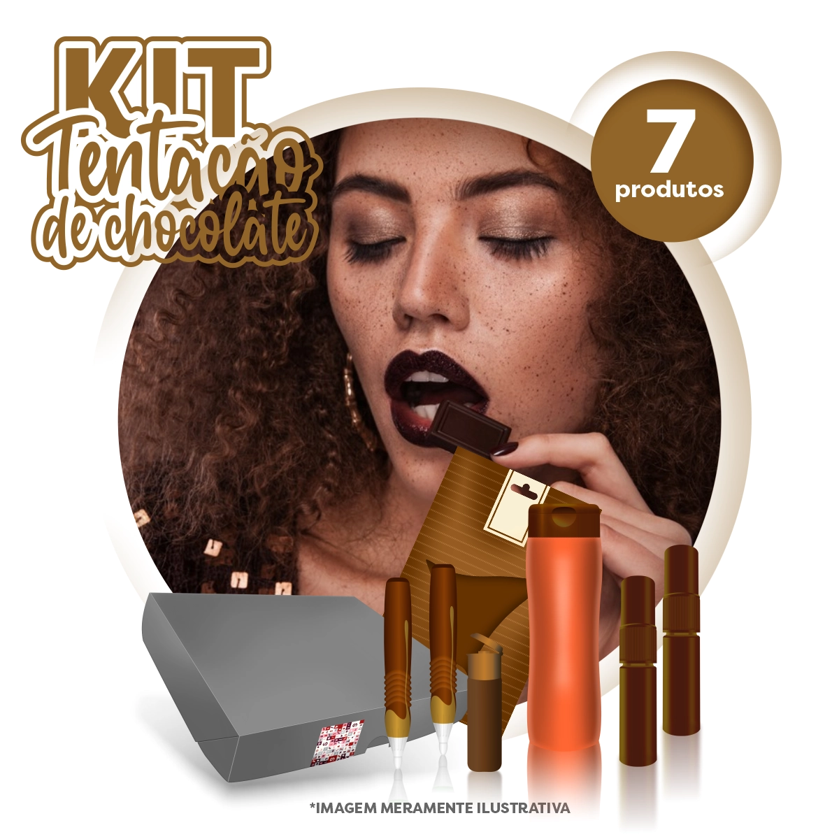 Kit Tentação de Produtos Eróticos de Chocolate com 07 itens