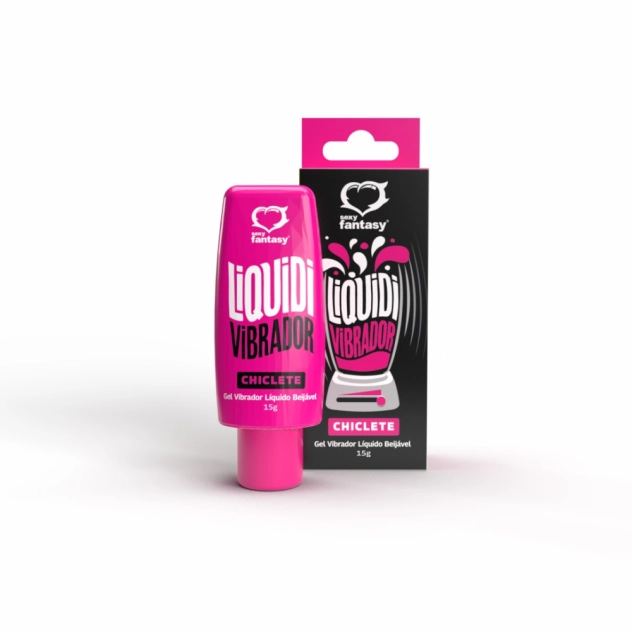 Liquidi Vibrador Beijável Sabor Chiclete 15g | Gel Vibratório Líquido | Sensação Pulsante e Estimulante | Sexy Fantasy