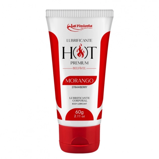 Lubrificante Beijável Hot Premium Morango 60 g La Pimienta 