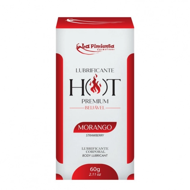 Lubrificante Beijável Hot Premium Morango 60 g La Pimienta 