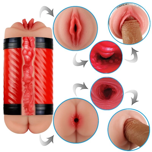Masturbador Masculino Vagina e Ânus em Formato de Lanterna