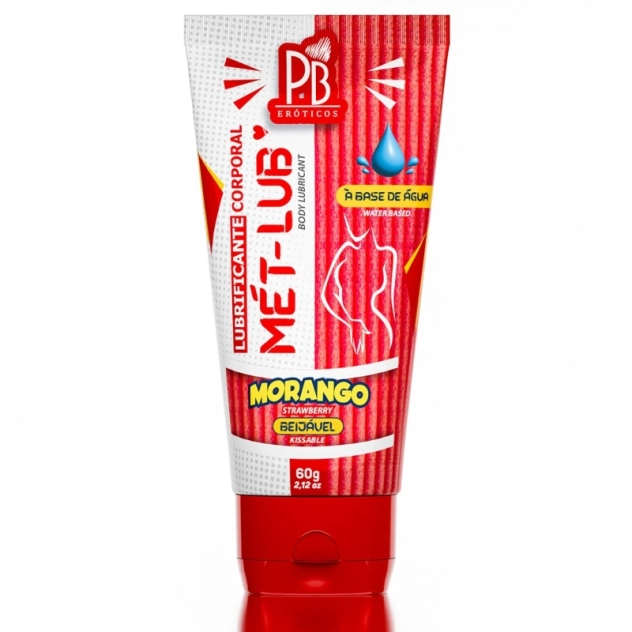 Mét Lub Lubrificante Beijável de Morango 60g - La Pimienta