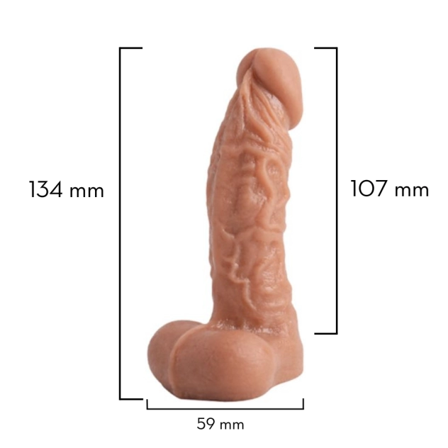 Pênis Realístico de Silicone Com escroto e Veias 13,4 x 3,4 cm
