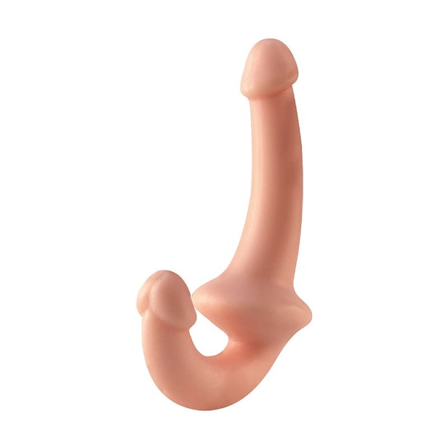 Pênis Realístico Strapless para Casal 14,5 x 3,4 cm | Dupla Penetração Sem Cintas | Silicone Flexível | SI Cor:Bege