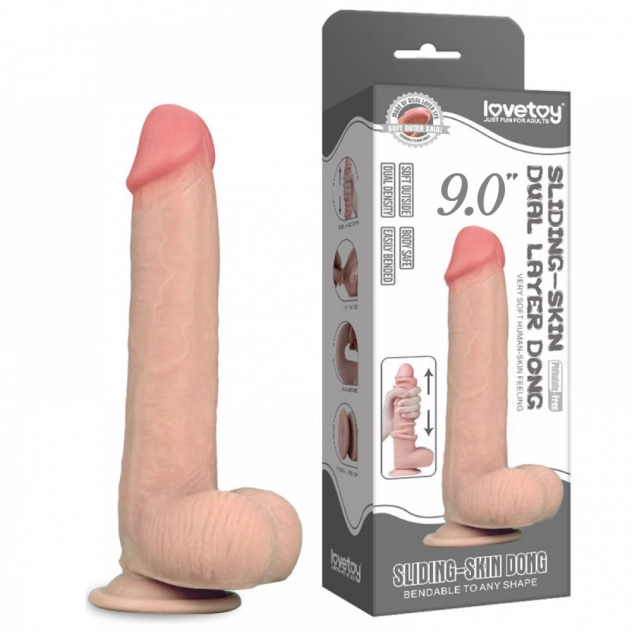 Penis Realístico com Camada de Dupla Intensidade 23,1 cm - Lovetoy Sliding-Skin Dual Layer Dong