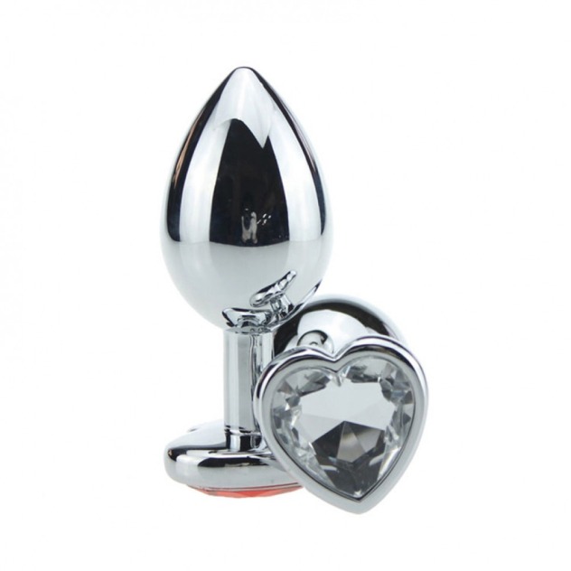 Plug Anal de Luxo em Alumínio com Pedra em Coração 8x4 cm - Importado G