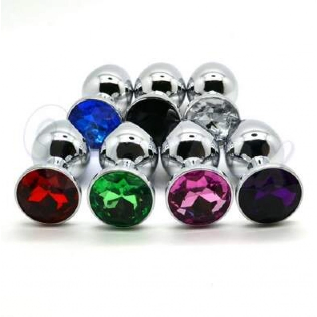 Plug Anal de Luxo em Metal com Pedra Brilhante Colorida P