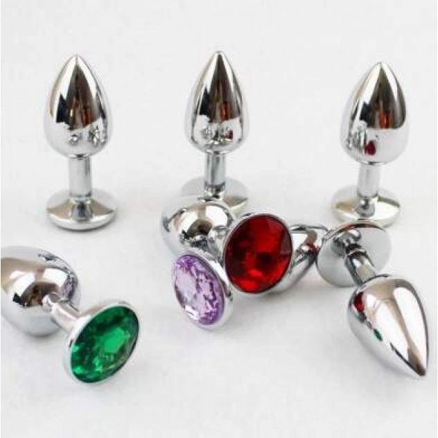 Plug Anal de Luxo em Metal com Pedra Brilhante Colorida Plug Anal de Luxo em Metal com Pedra Brilhante Colorida