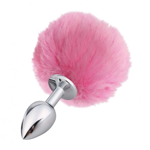 Plug Anal em Metal 7 cm com Pompom de Coelho Plug Anal em Metal 7 cm com Pompom de Coelho