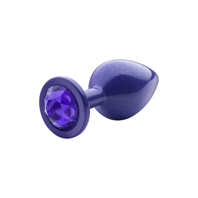 Plug Anal Lite Plug Roxo com Glitter Tamanho M com Pedra Roxa 8 x 3,37 cm 38g - Sexy Fantasy