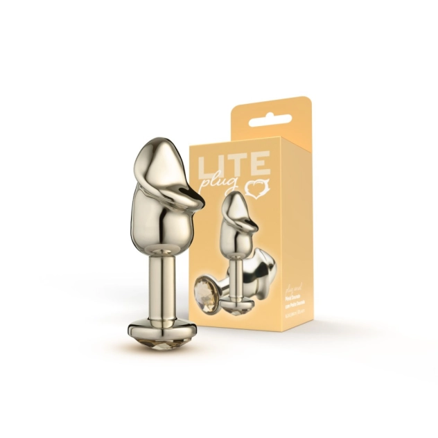 Plug Anal Pênis Lite Plug Dourado com Pedra Dourada 8,2 x 2,86 cm 21g - Sexy Fantasy Plug Anal Pênis Lite Plug Dourado com Pedra Dourada 8,2 x 2,86 cm 21g - Sexy Fantasy