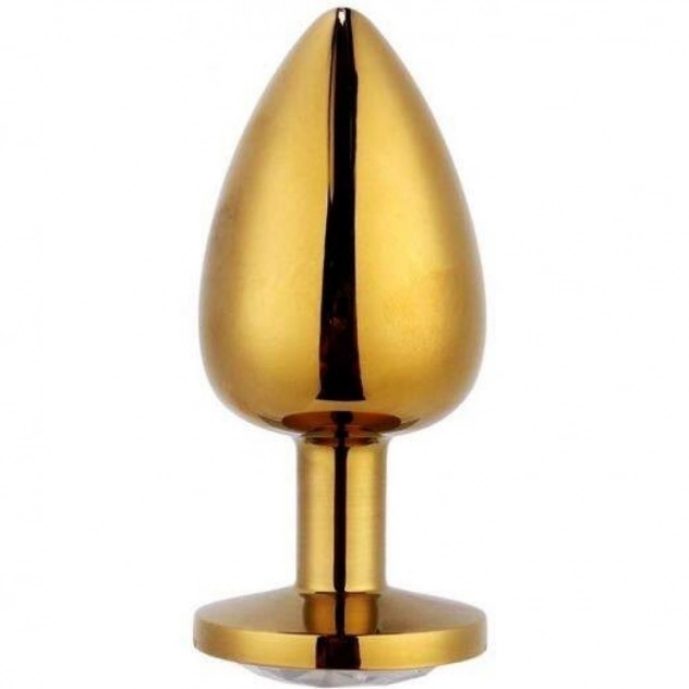 Plug Anal Pedra Cristal Dourado P