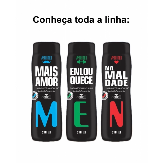 Sabonete Masculino Na Maldade Ação Refrescante 210 ml Apinil Sabonete Masculino Na Maldade Ação Refrescante 210 ml Apinil