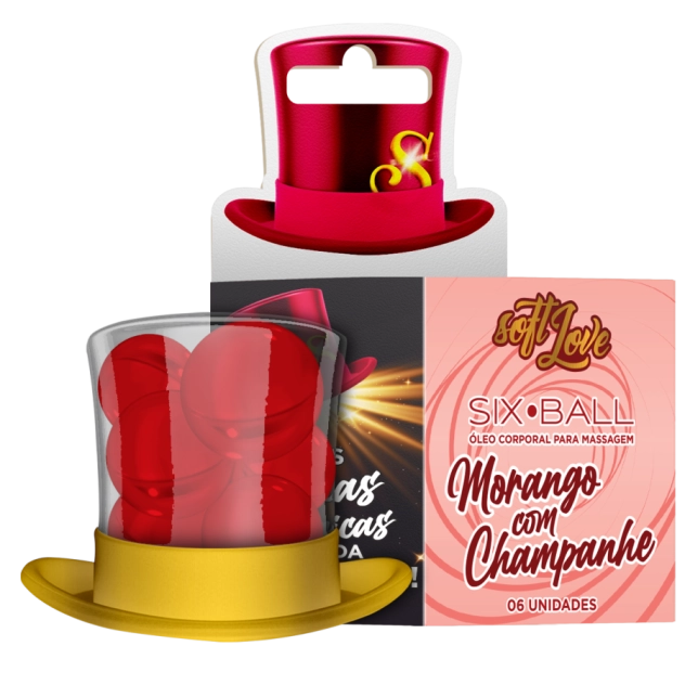 Six Ball Morango Com Champanhe Bolinha Explosiva Beijavel Com 6 Unidades Soft Love