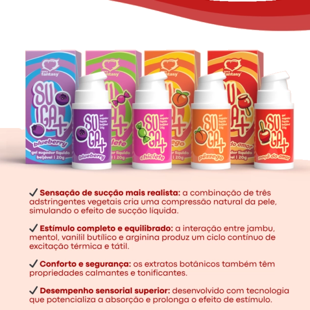 Suga+ Sugador Líquido Blueberry 20g Sexy Fantasy gel funcional com efeito de sucção e sabor blueberry