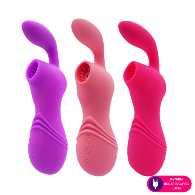 Sugador de Clitoris e Vibrador Recarregável com 12 funções