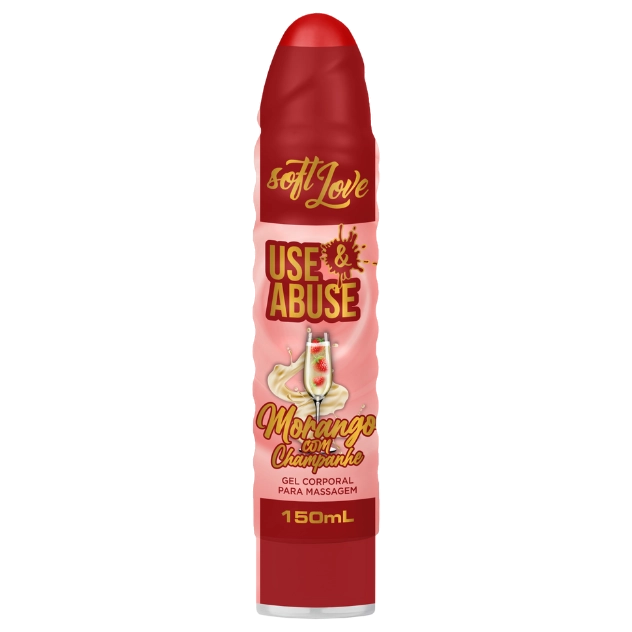 Use e Abuse Delicioso Gel com Embalagem Interativa Morango com Champagne 150 ml Soft Love