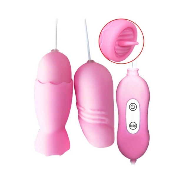 Cápsula 2 x 1 com Estimulador Língua Mágica e Cápsula Vibratória Estimulador Clitoriano