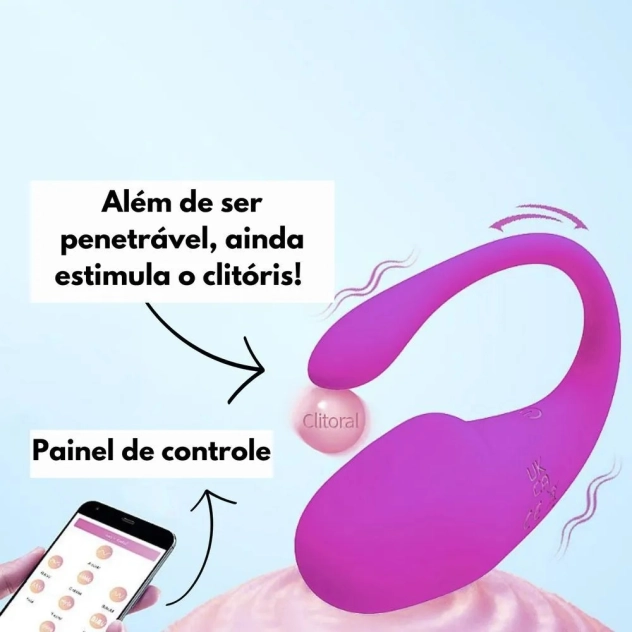 Vibrador bullet com app modelo Alba em formato U na cor roxa