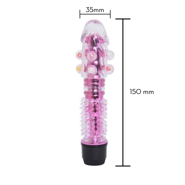Vibrador com Cerdas Massageadoras e Pérolas Estimuladoras