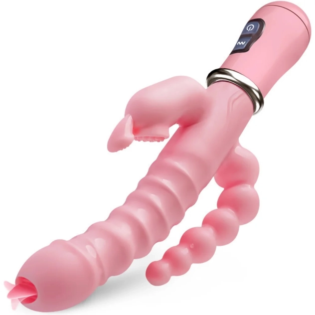 Vibrador com Estimulação Tripla Recarregável | Ponto G, Clitóris e Ânus | Silicone Aveludado | 12 Modos de Vibração
