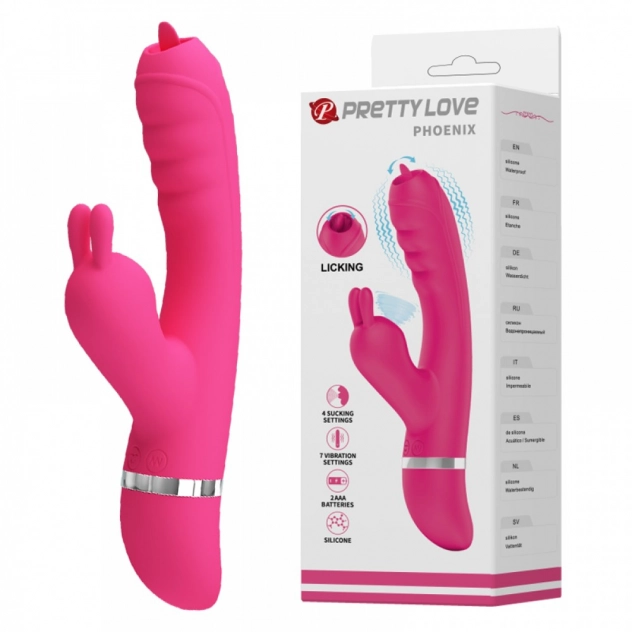 Vibrador com Língua Estimuladora Penetrável para Sexo Oral em Silicone Toque Aveludado