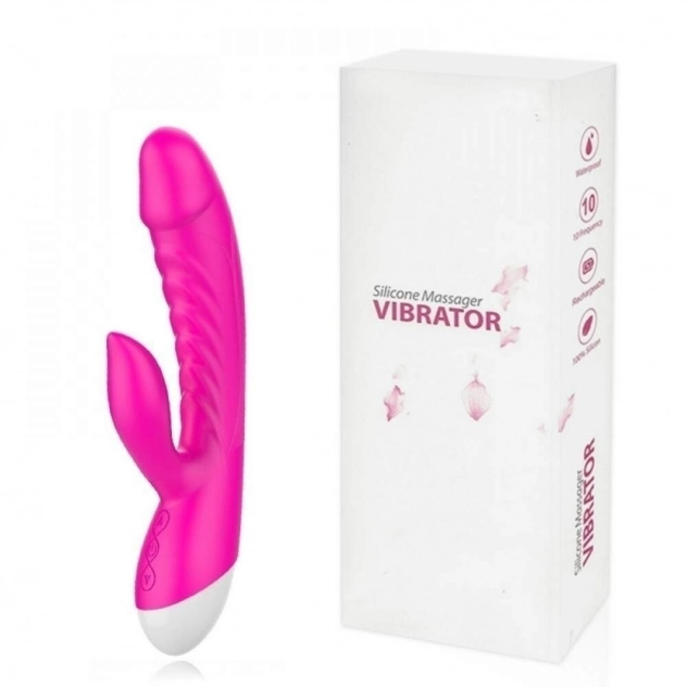 Vibrador com Saliências e Estimulador Clitoriano